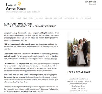 Wedding Services Web Page Portfolio Example