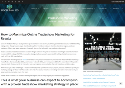 Marketing Web Page Portfolio Example